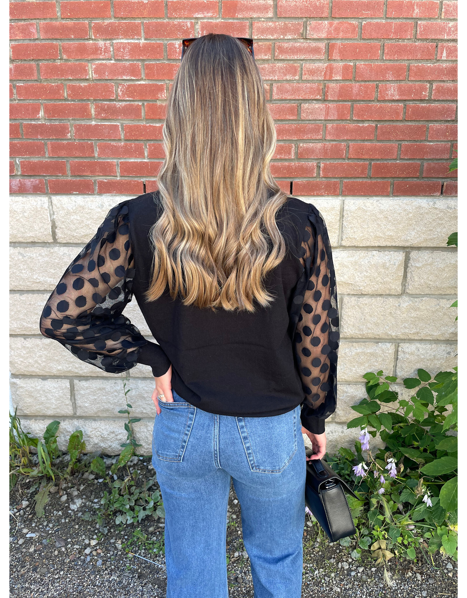 Papillon Papillon - V Neck Sweater with Polka Dot (Black)