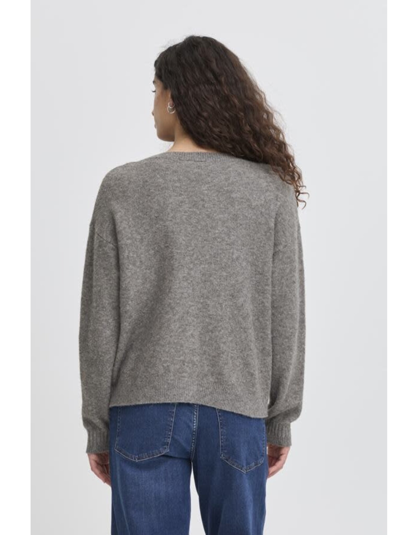 ICHI ICHI - Dasila V Neck Cardigan (Dark Grey)