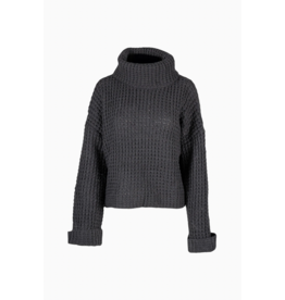 Astrid Astrid - Waffle Knit Turtleneck Sweater (Black)