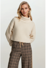 Astrid Astrid - Waffle Knit Turtleneck Sweater (Black)