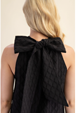 glam Neck and Bow Mini Dress (Black)