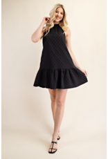 glam Neck and Bow Mini Dress (Black)