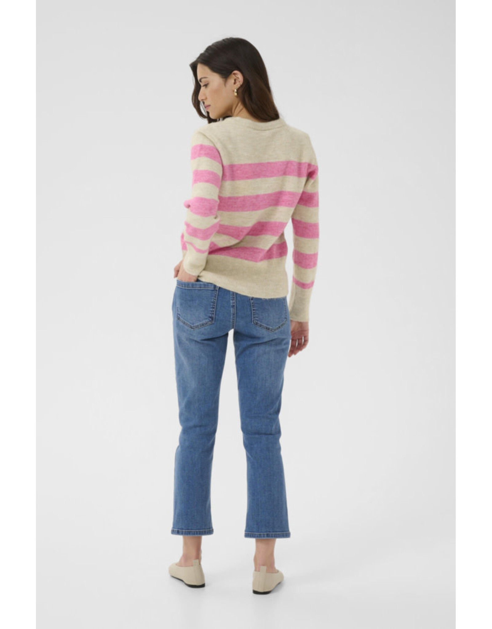 Kaffe Kaffe - Aniel Striped Pullover (Feather Grey / Pink)
