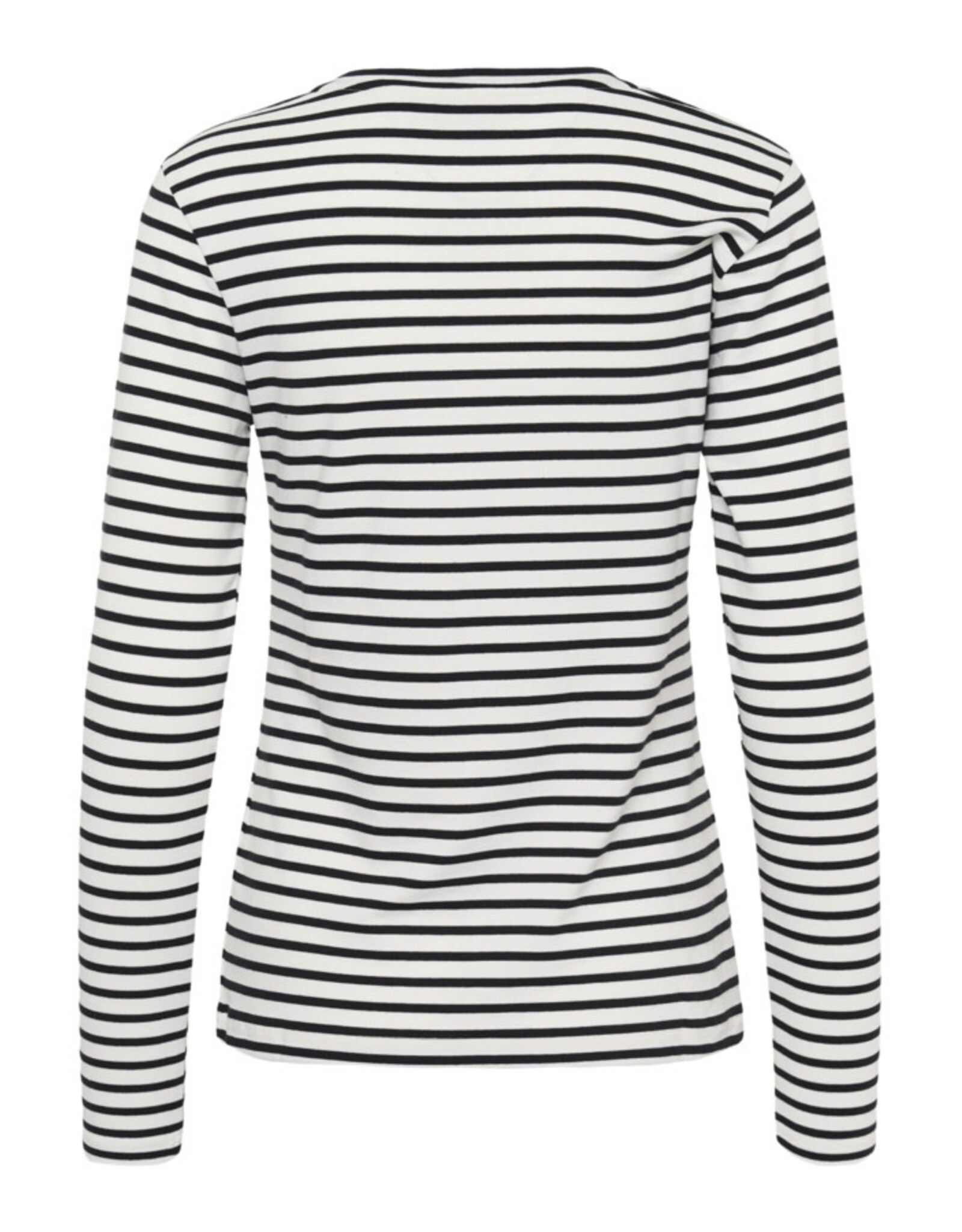 Kaffe Kaffe - Liddy Striped Long Sleeve Shirt (Chalk / Blk with Pink Heart))