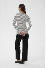 Kaffe Kaffe - Liddy Striped Long Sleeve Shirt (Chalk / Blk with Pink Heart))