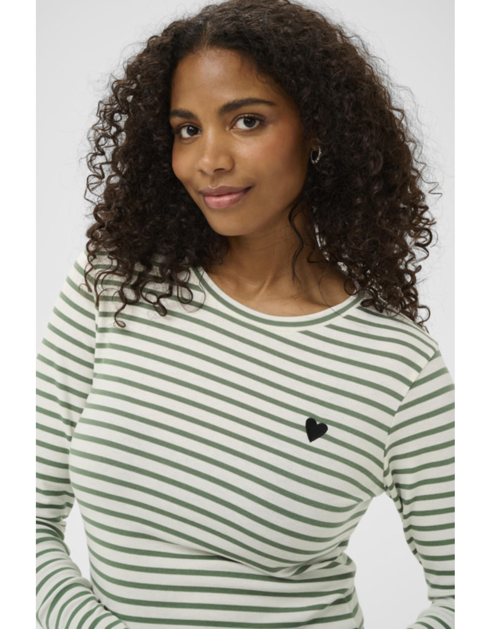 Kaffe Kaffe - Liddy Striped Long Sleeve Shirt (Chalk / Sea Spray)