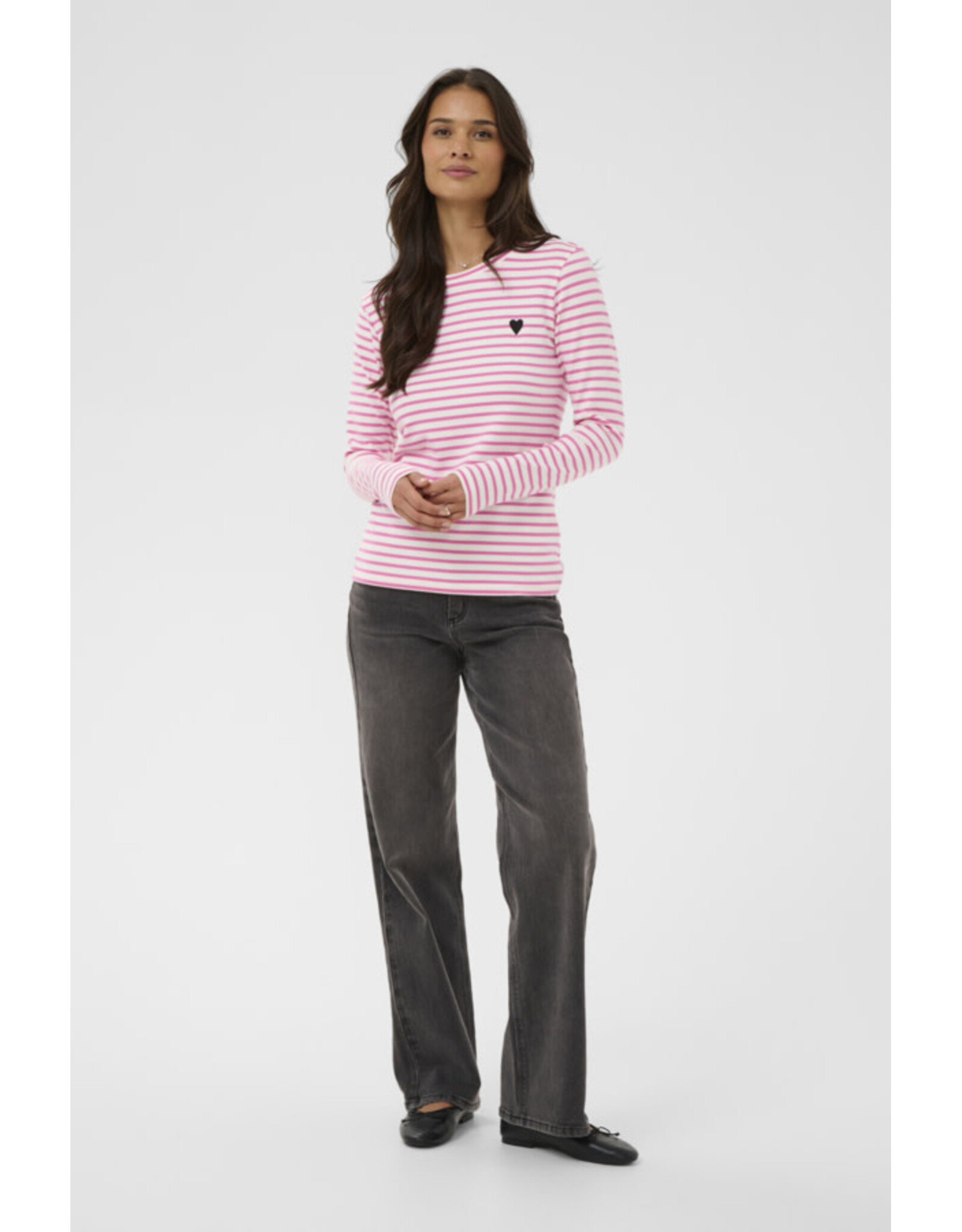 Kaffe Kaffe - Liddy Striped Long Sleeve Shirt (Chalk / Pink)