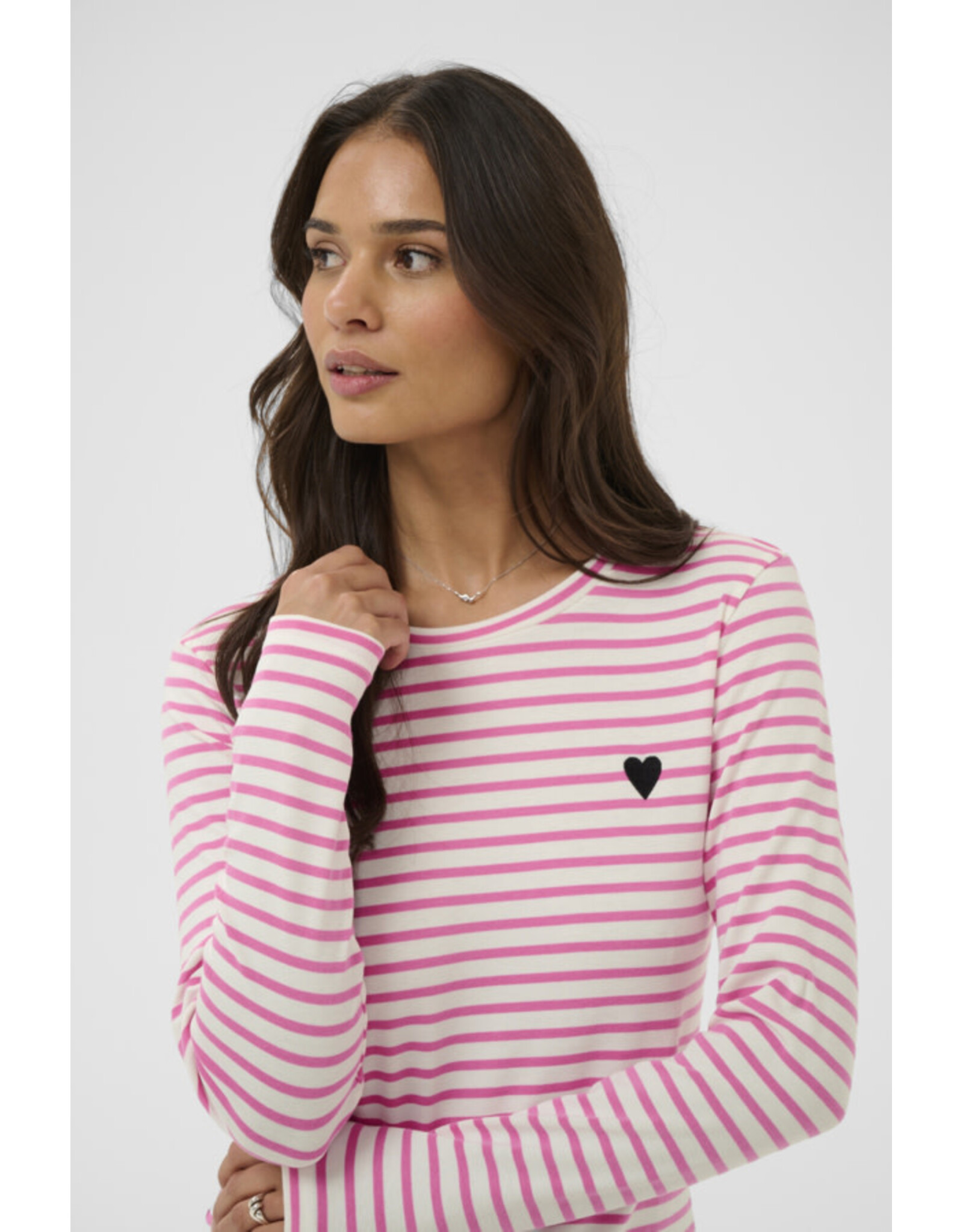Kaffe Kaffe - Liddy Striped Long Sleeve Shirt (Chalk / Pink)
