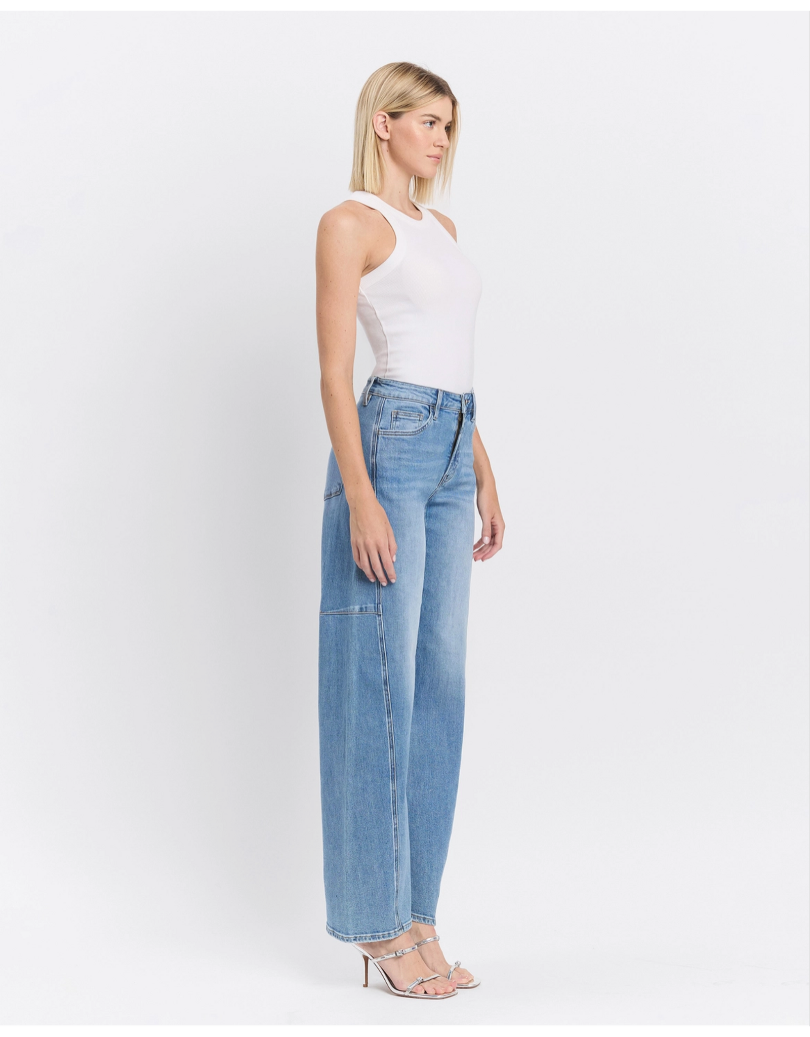 VERVET VERVET - Super High Rise Full Length Wide Barrel Jeans (All Blues)