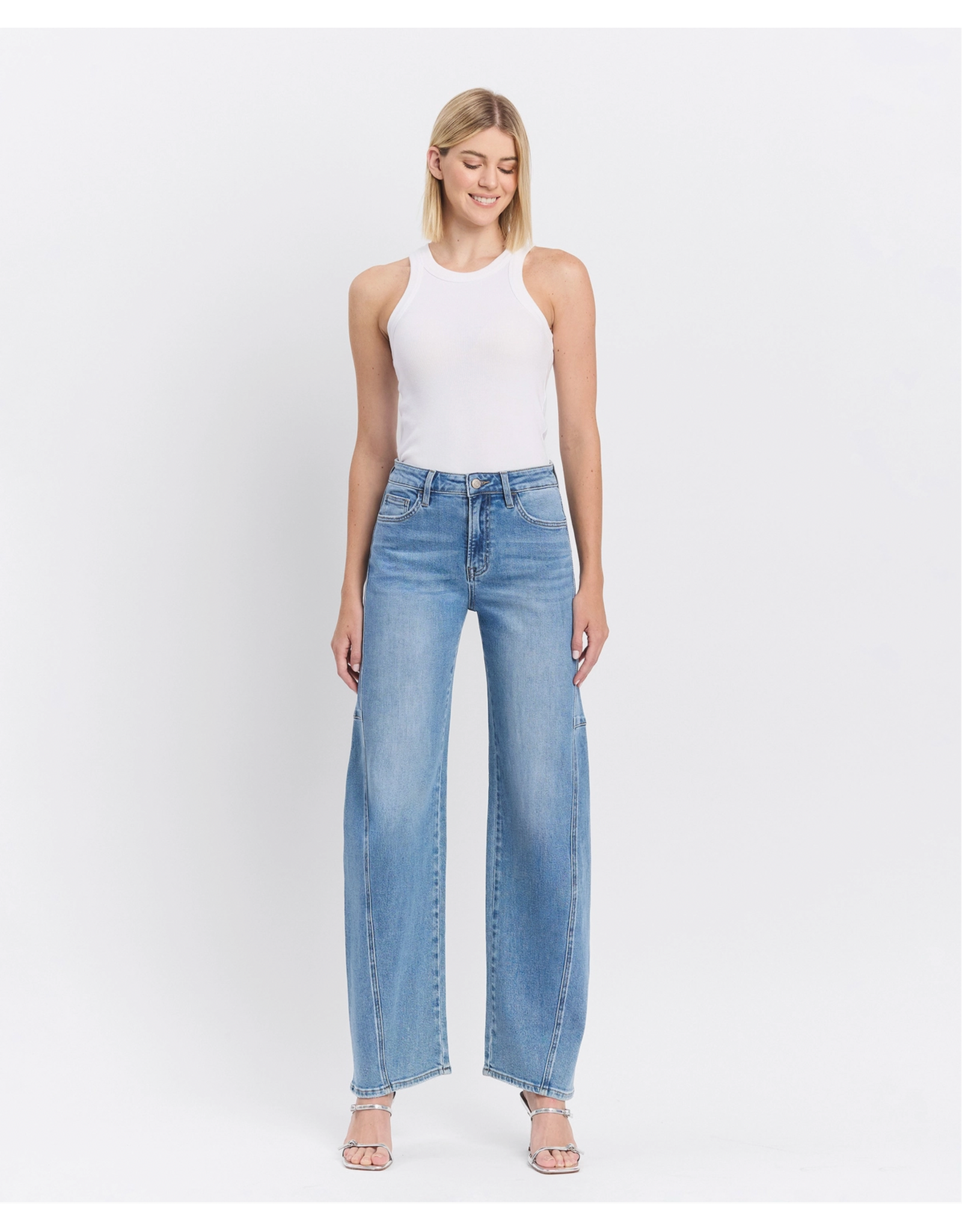VERVET VERVET - Super High Rise Full Length Wide Barrel Jeans (All Blues)