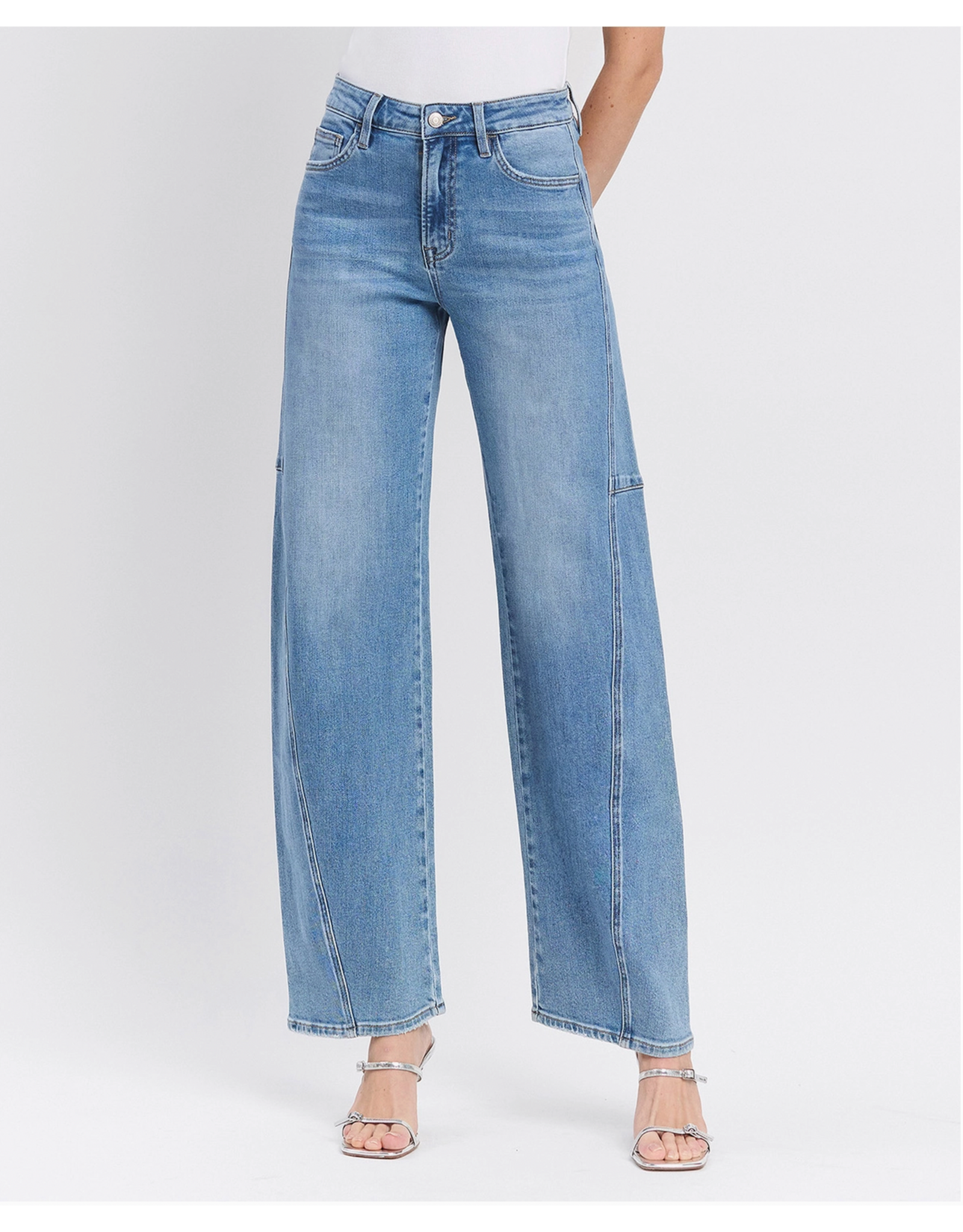 VERVET VERVET - Super High Rise Full Length Wide Barrel Jeans (All Blues)