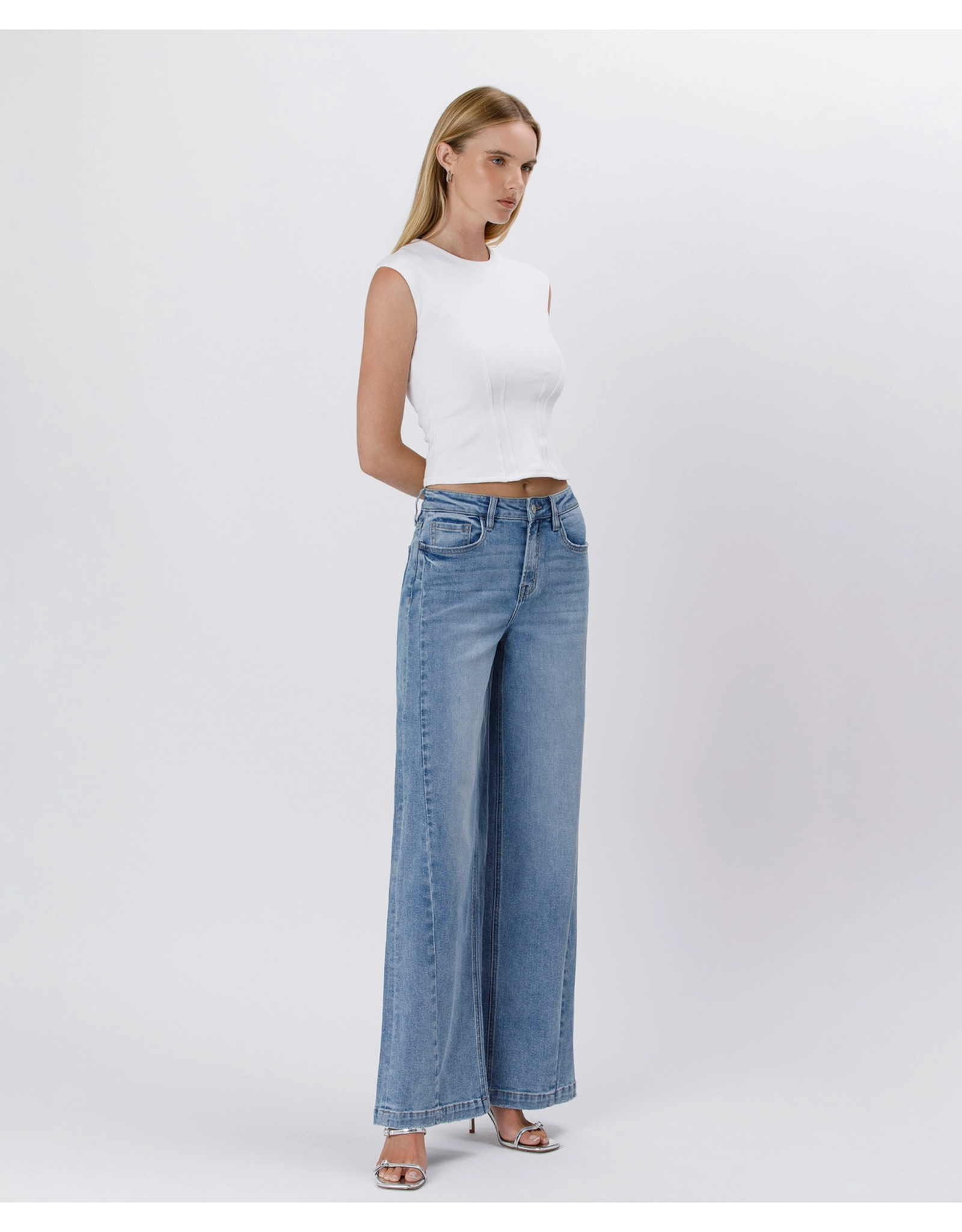 VERVET VERVET - High Rise Seam Detail Palazzo Jeans (Enthuse)