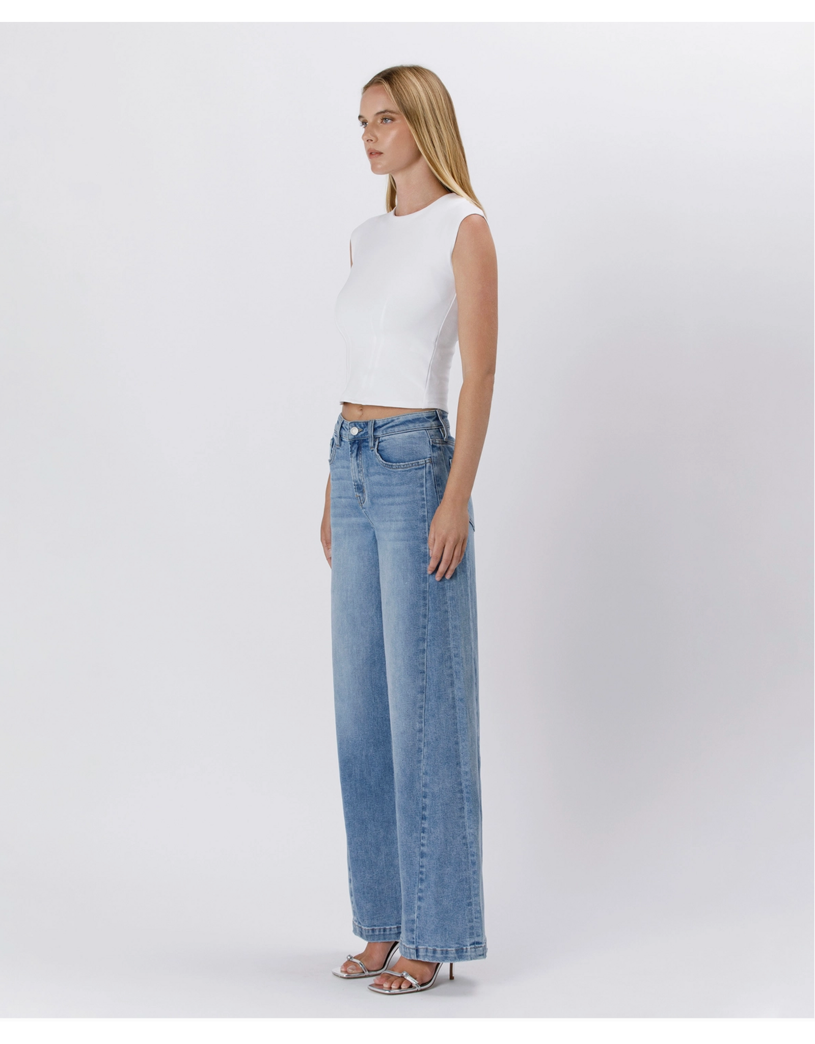 VERVET VERVET - High Rise Seam Detail Palazzo Jeans (Enthuse)