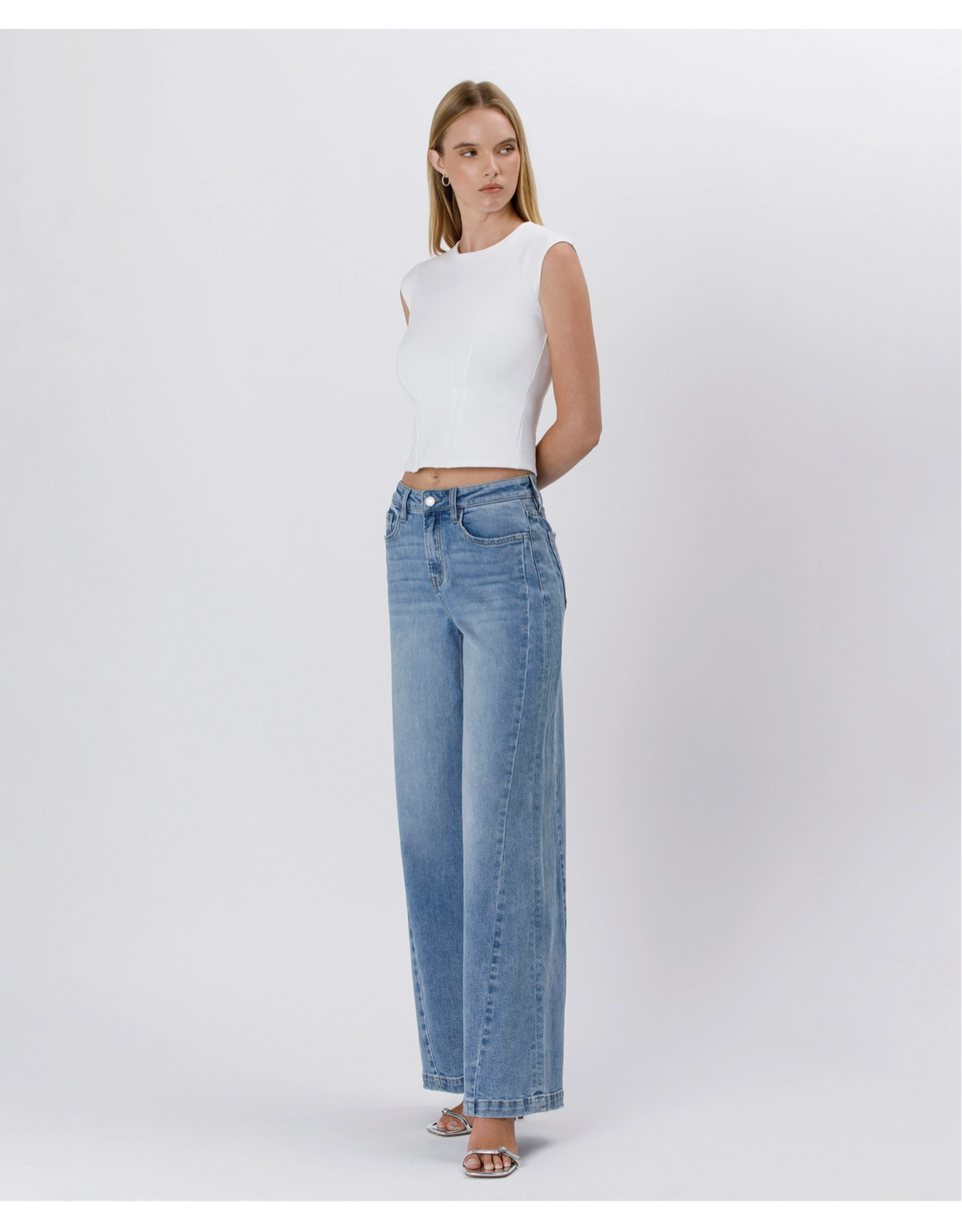 VERVET VERVET - High Rise Seam Detail Palazzo Jeans (Enthuse)