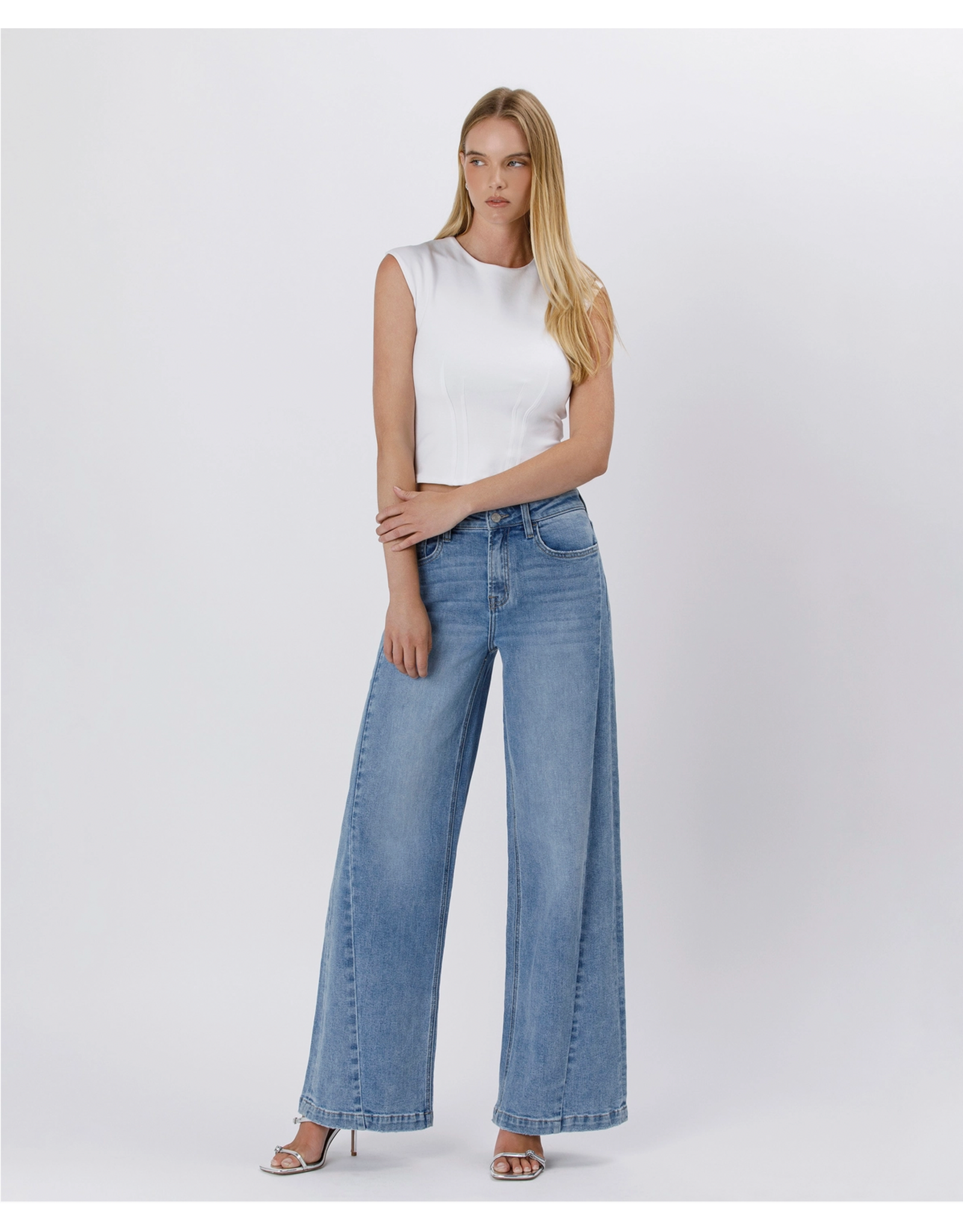 VERVET VERVET - High Rise Seam Detail Palazzo Jeans (Enthuse)