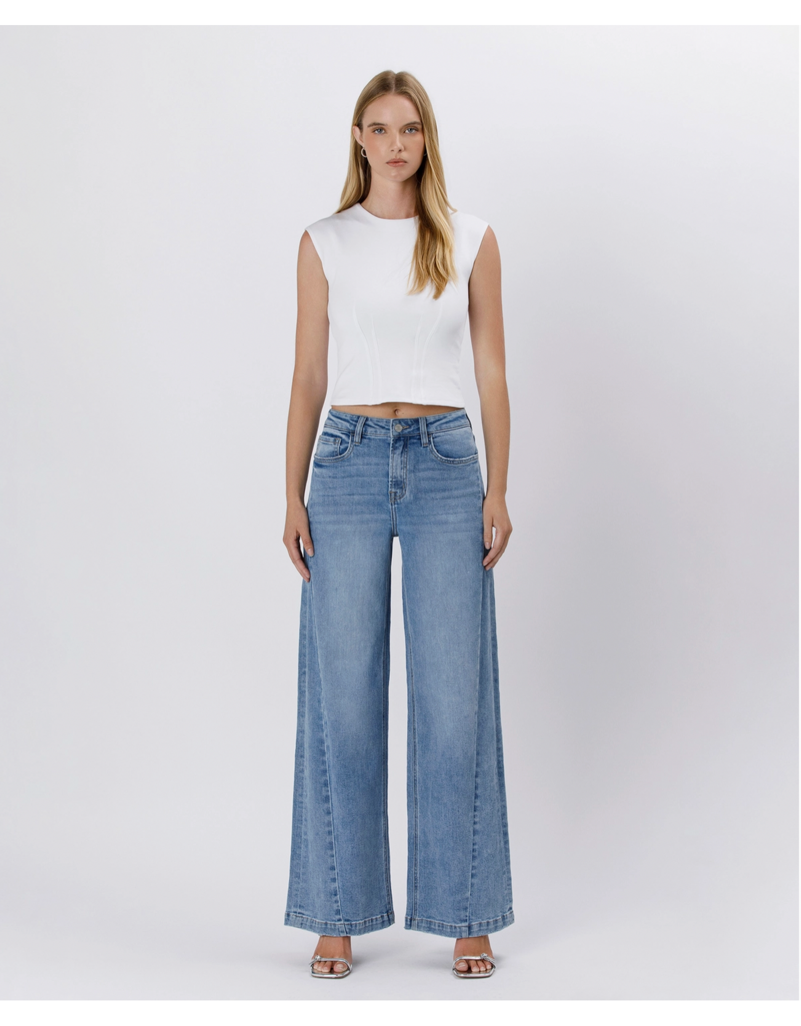 VERVET VERVET - High Rise Seam Detail Palazzo Jeans (Enthuse)