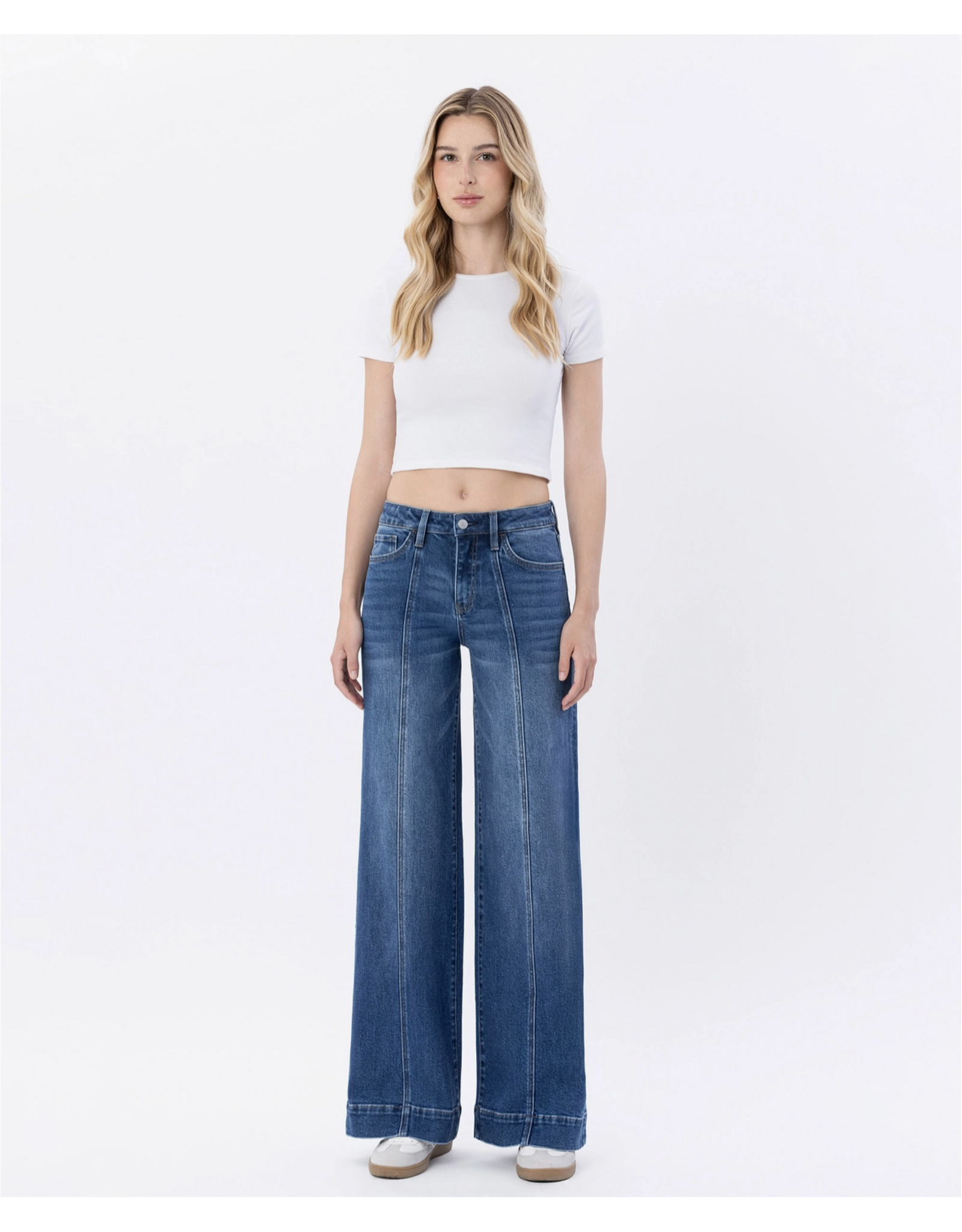 VERVET VERVET - High Rise Trouser Hem Wide Leg Jeans (Moon Bar)