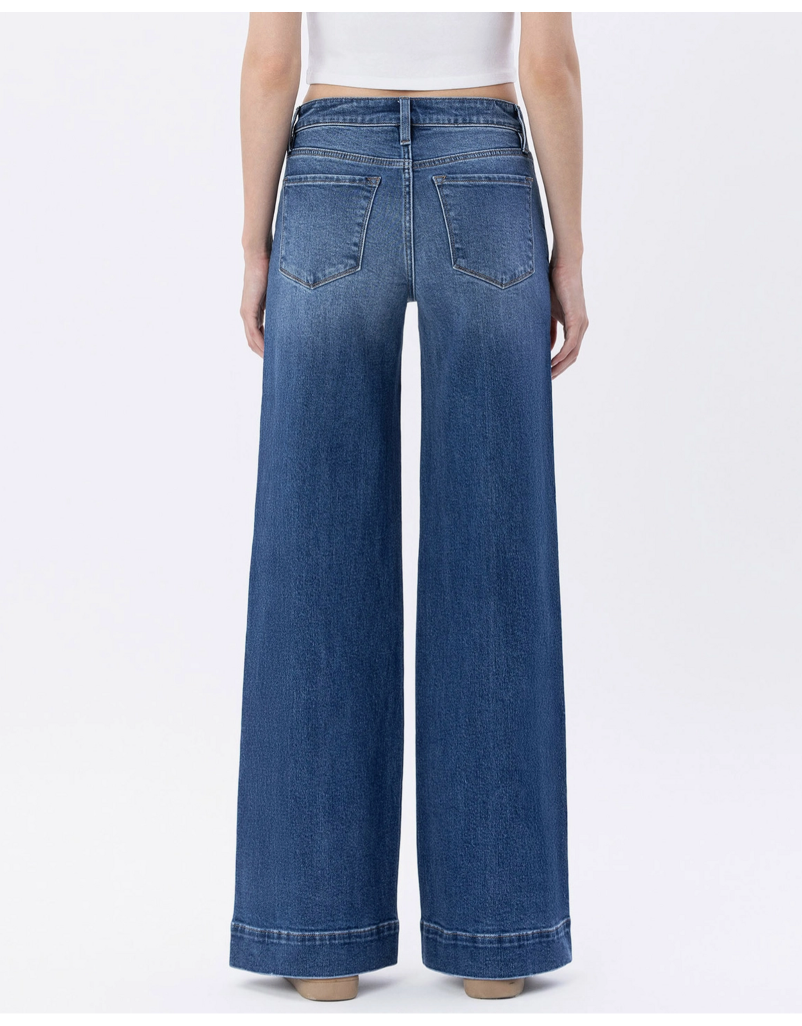 VERVET VERVET - High Rise Trouser Hem Wide Leg Jeans (Moon Bar)