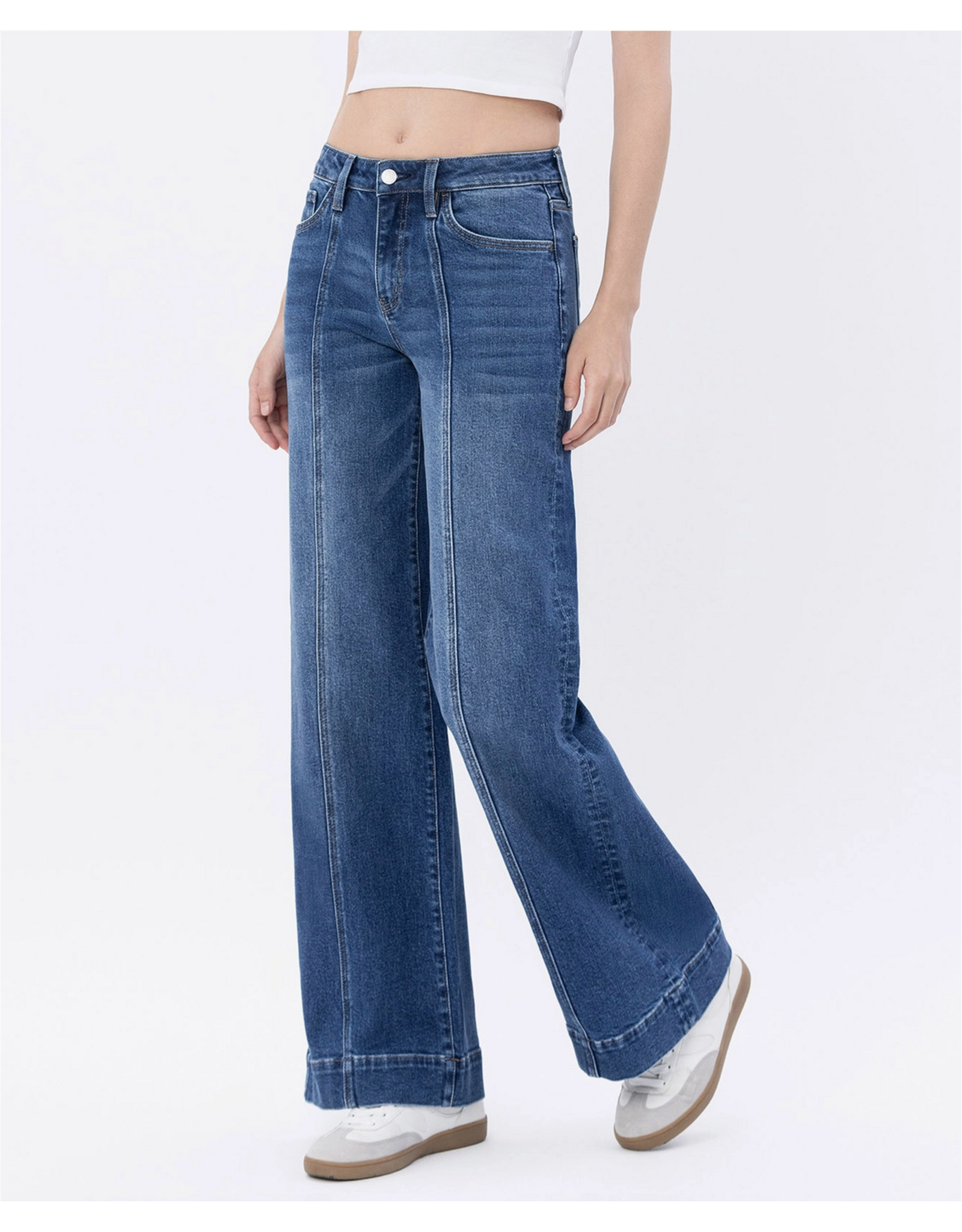VERVET VERVET - High Rise Trouser Hem Wide Leg Jeans (Moon Bar)