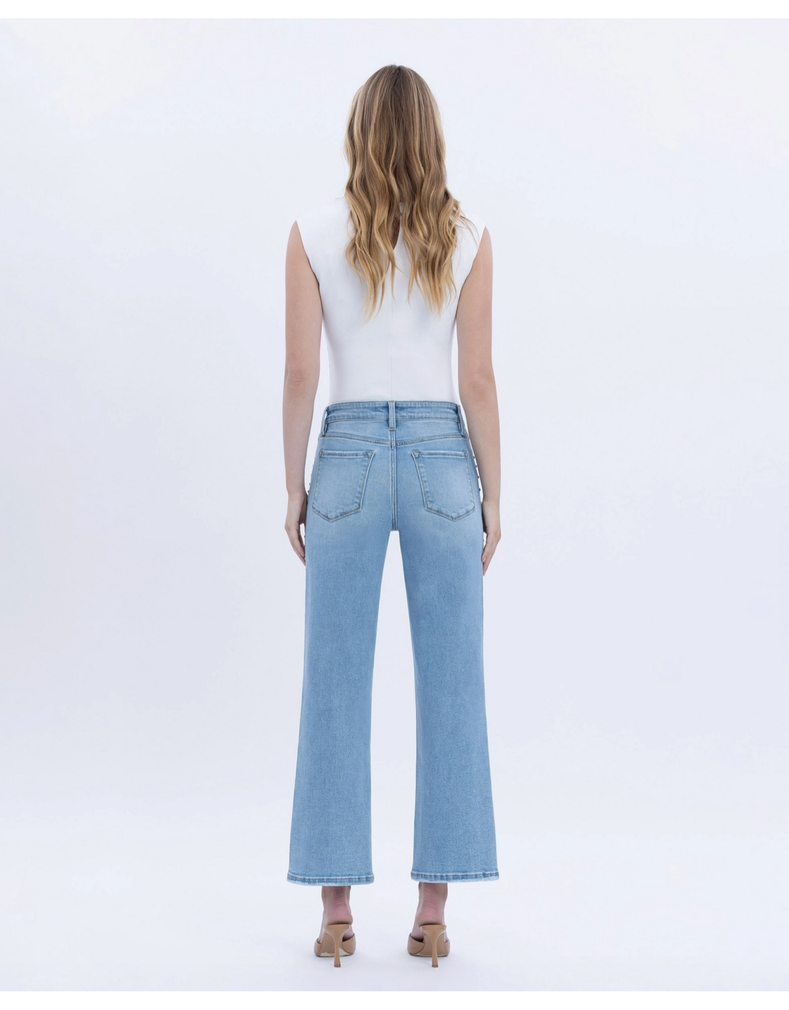 VERVET VERVET - High Rise Ankle Studded Slim Wide Jeans (Honourable)