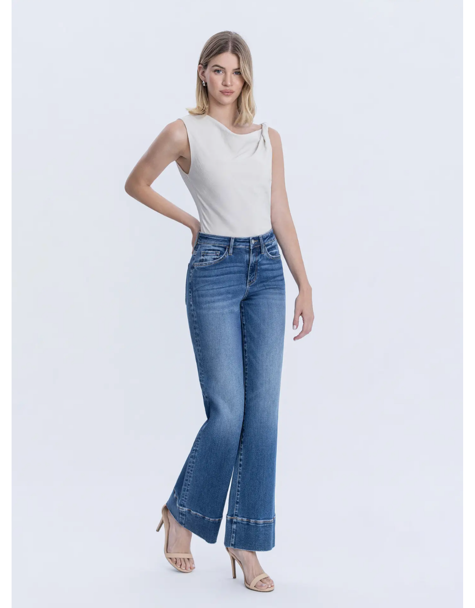 VERVET VERVET- High Rise Trouser Hem Vintage Flare Jeans (Exhilarating)
