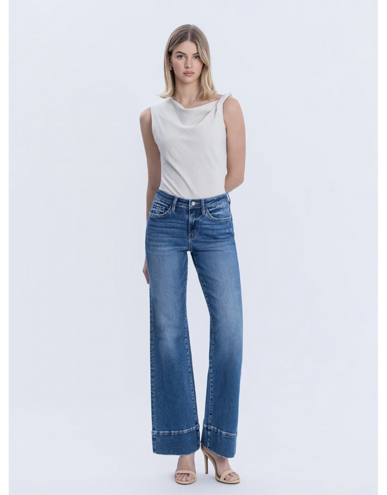 VERVET VERVET- High Rise Trouser Hem Vintage Flare Jeans (Exhilarating)
