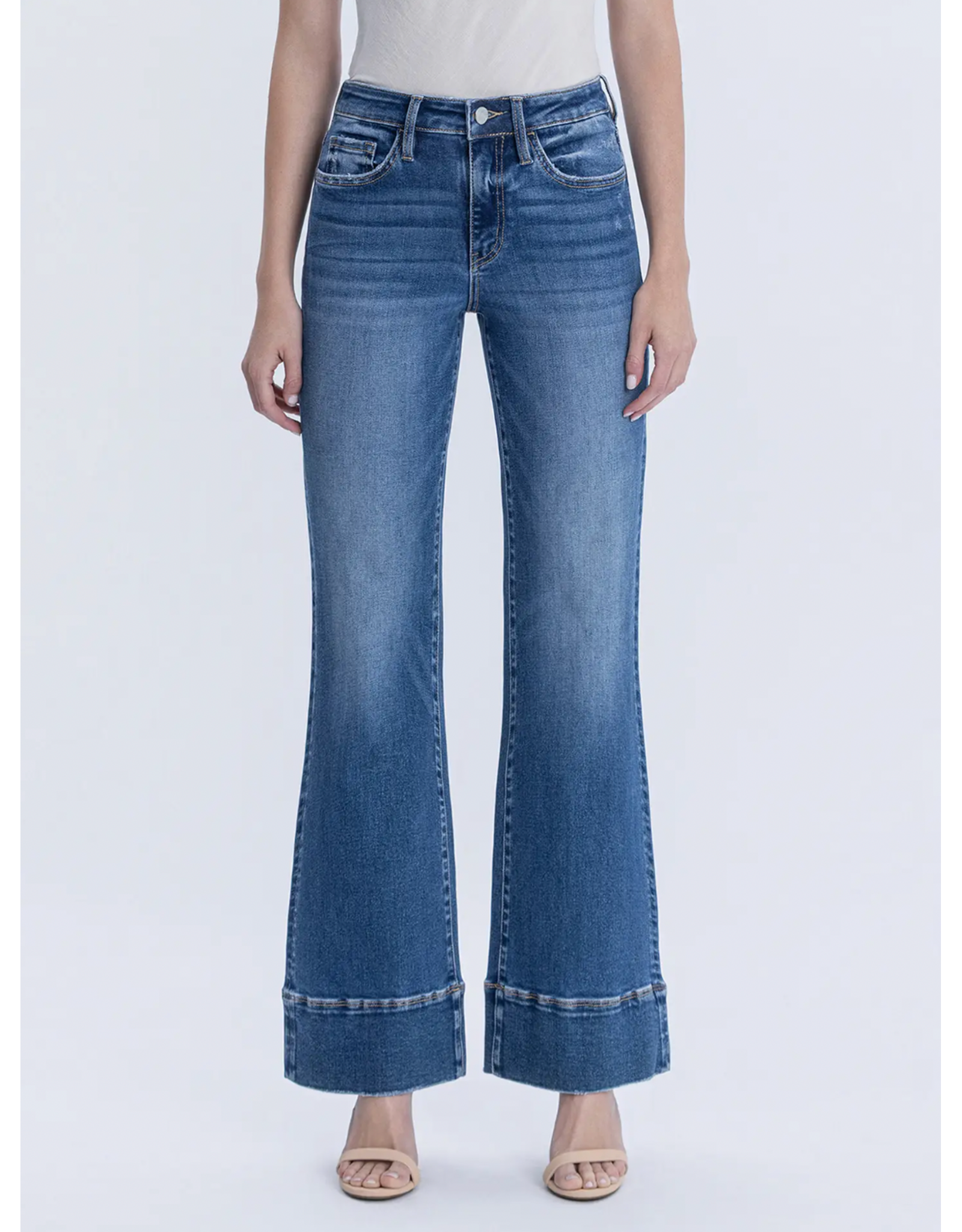VERVET VERVET- High Rise Trouser Hem Vintage Flare Jeans (Exhilarating)