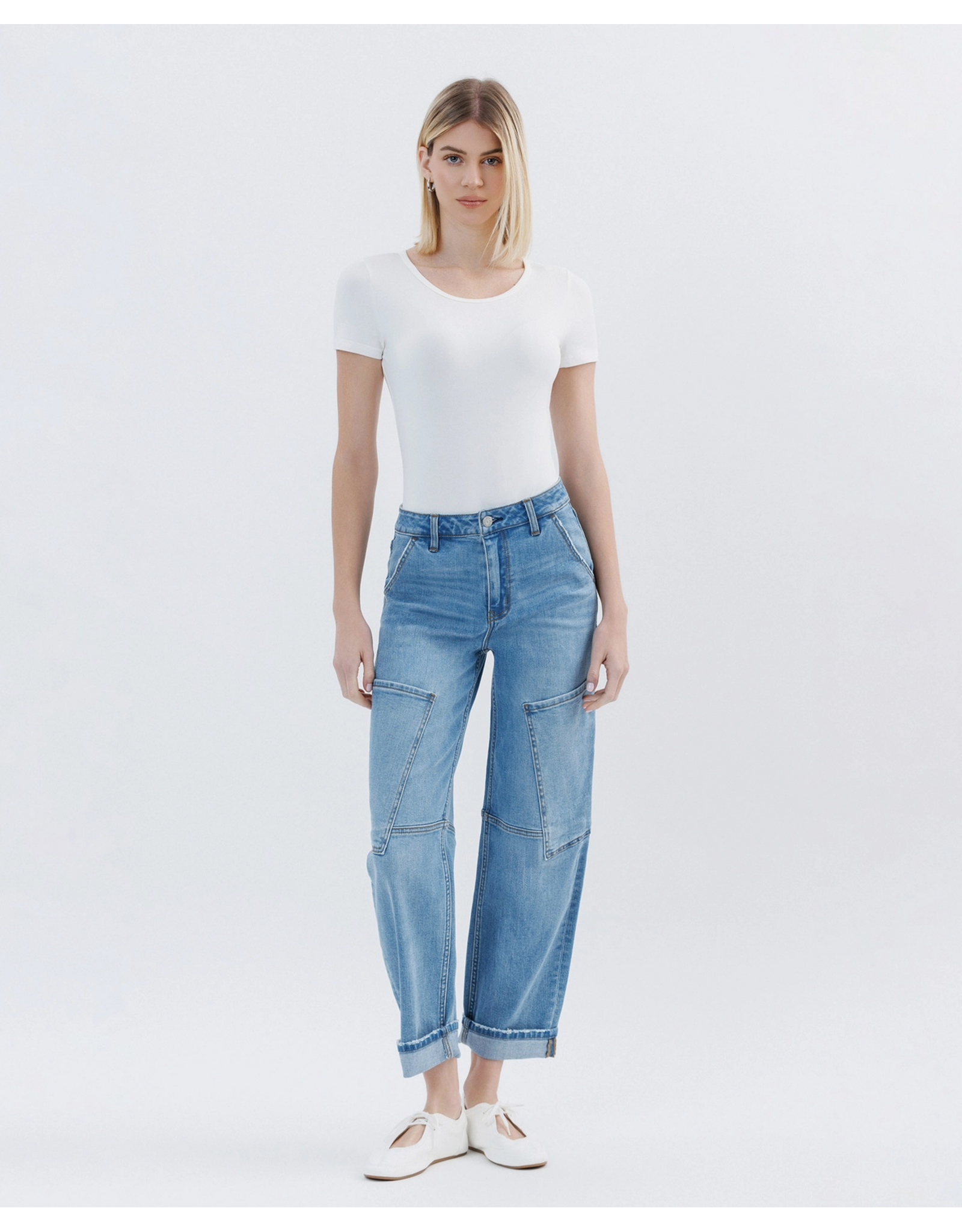 VERVET VERVET - Kate Super High Rise Utility Barrel Leg Jeans (Augustine)