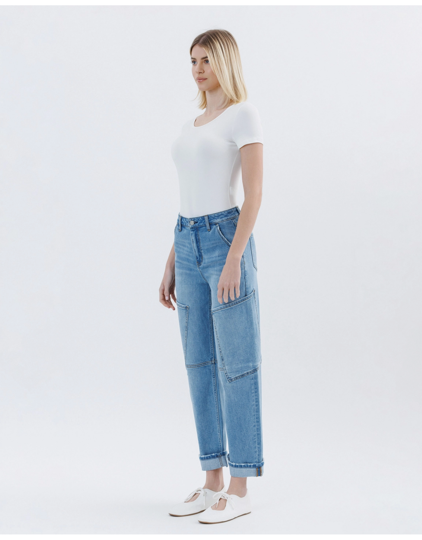 VERVET VERVET - Kate Super High Rise Utility Barrel Leg Jeans (Augustine)