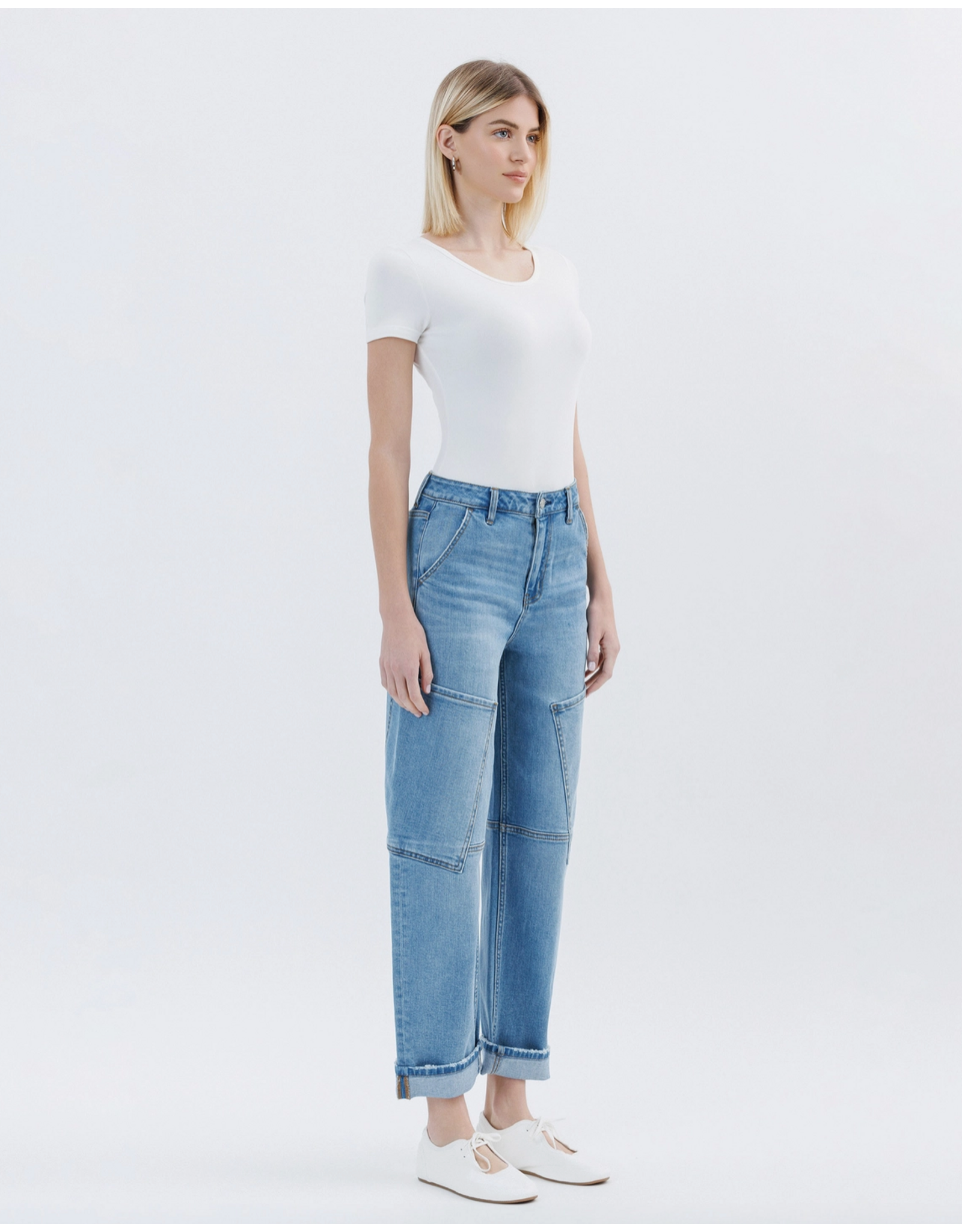 VERVET VERVET - Kate Super High Rise Utility Barrel Leg Jeans (Augustine)