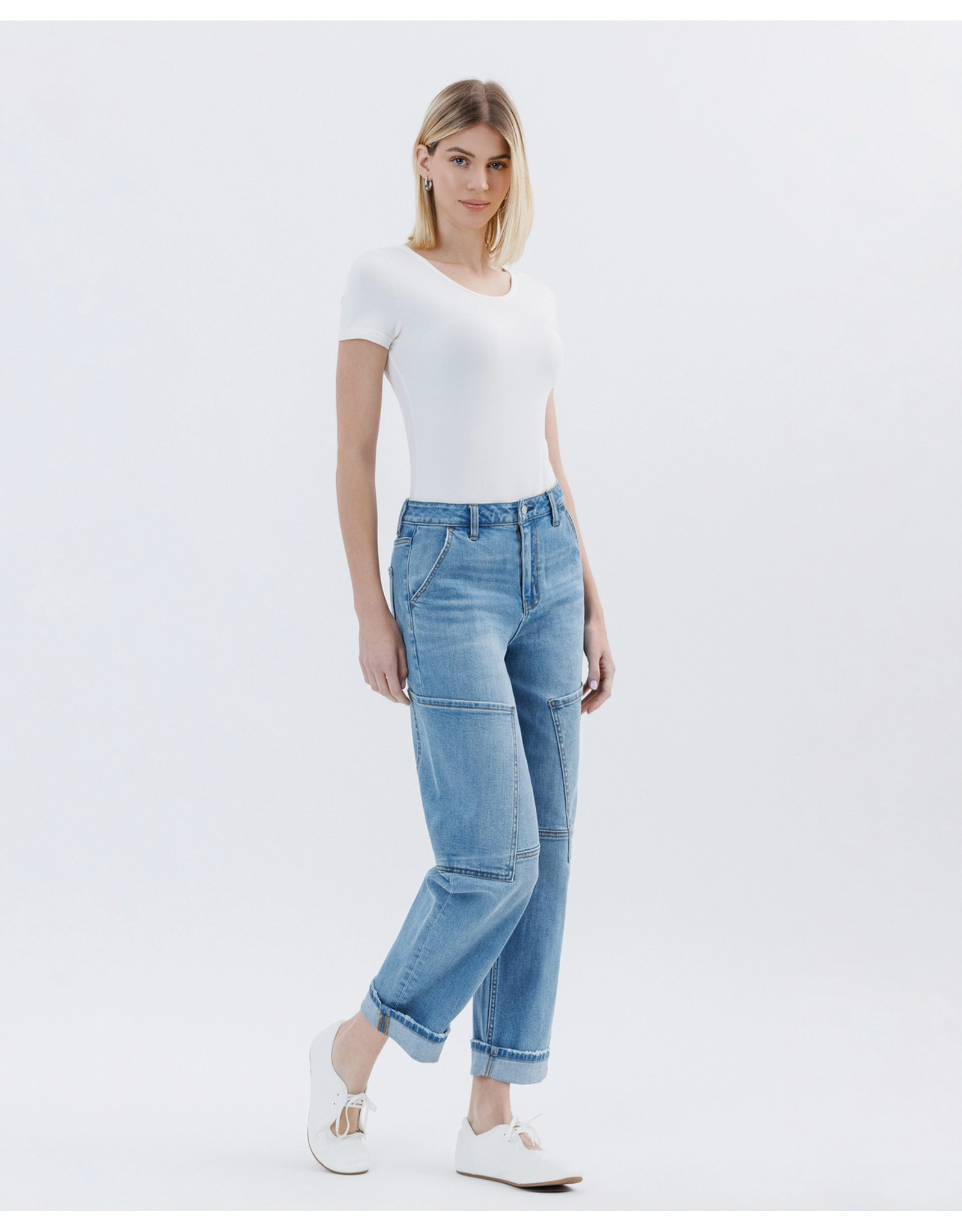 VERVET VERVET - Kate Super High Rise Utility Barrel Leg Jeans (Augustine)