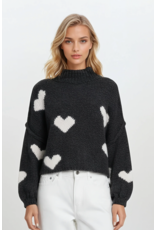 Astrid Astrid - Heart Print Sweater (Black)