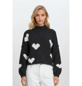 Astrid Astrid - Heart Print Sweater (Black)