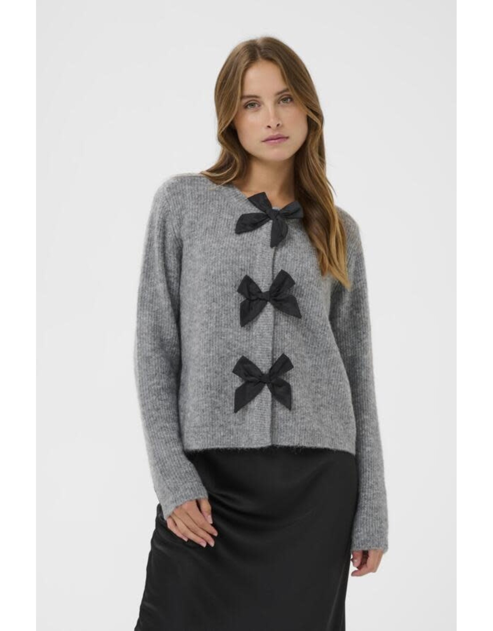 Kaffe Kaffe - May Bow Front Cardigan (Grey)