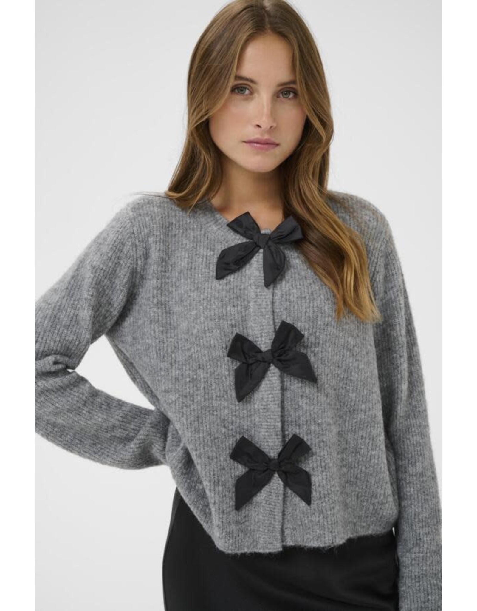 Kaffe Kaffe - May Bow Front Cardigan (Grey)