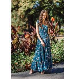 Papillon Papillon - Floral button front maxi dress (teal)