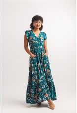 Papillon Papillon - Floral button front maxi dress (teal)