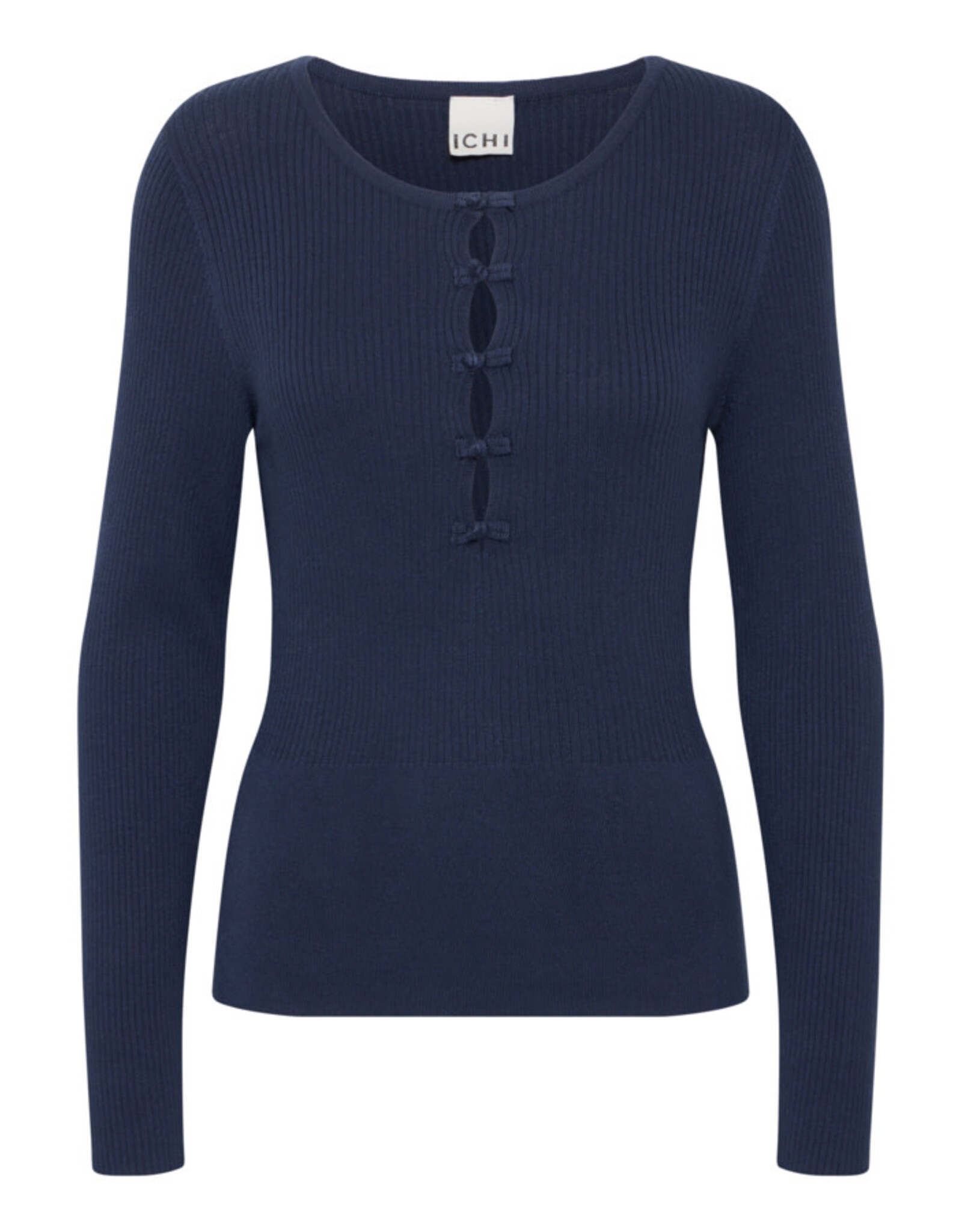 ICHI ICHI - Mafa Knit Top with Bow Details (Total Eclipse)