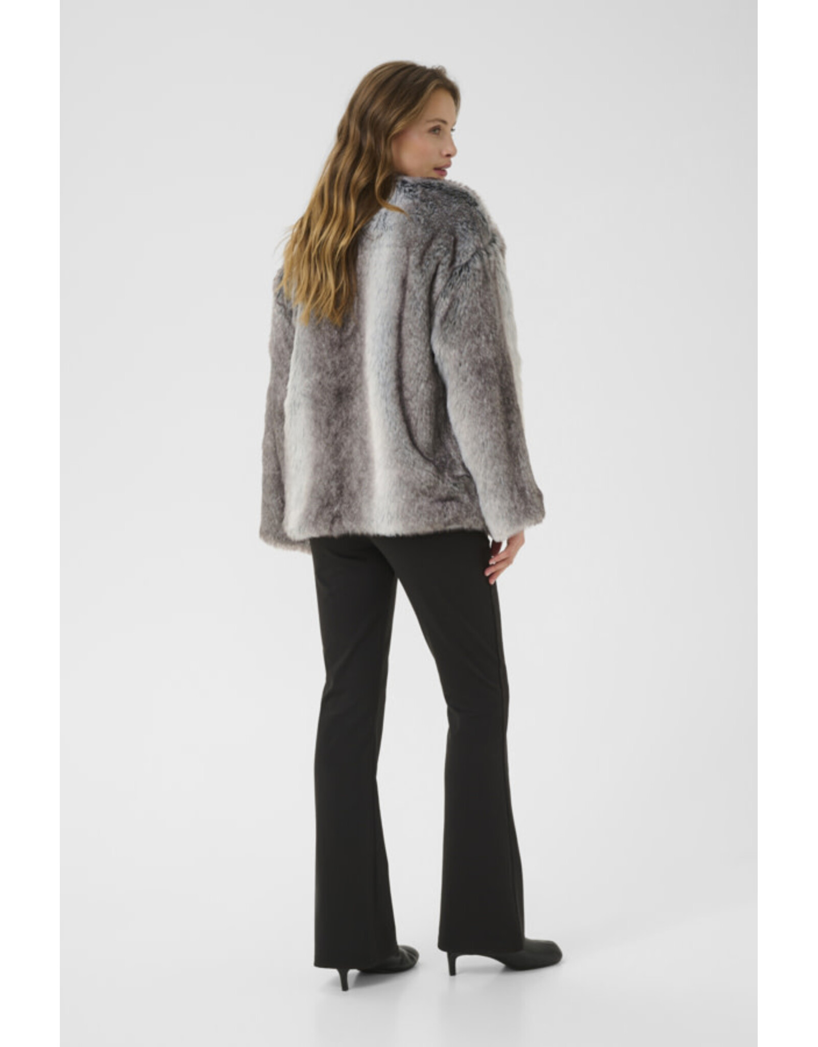 Kaffe Kaffe - Solana Faux Fur Coat (Grey / Brown Fur)