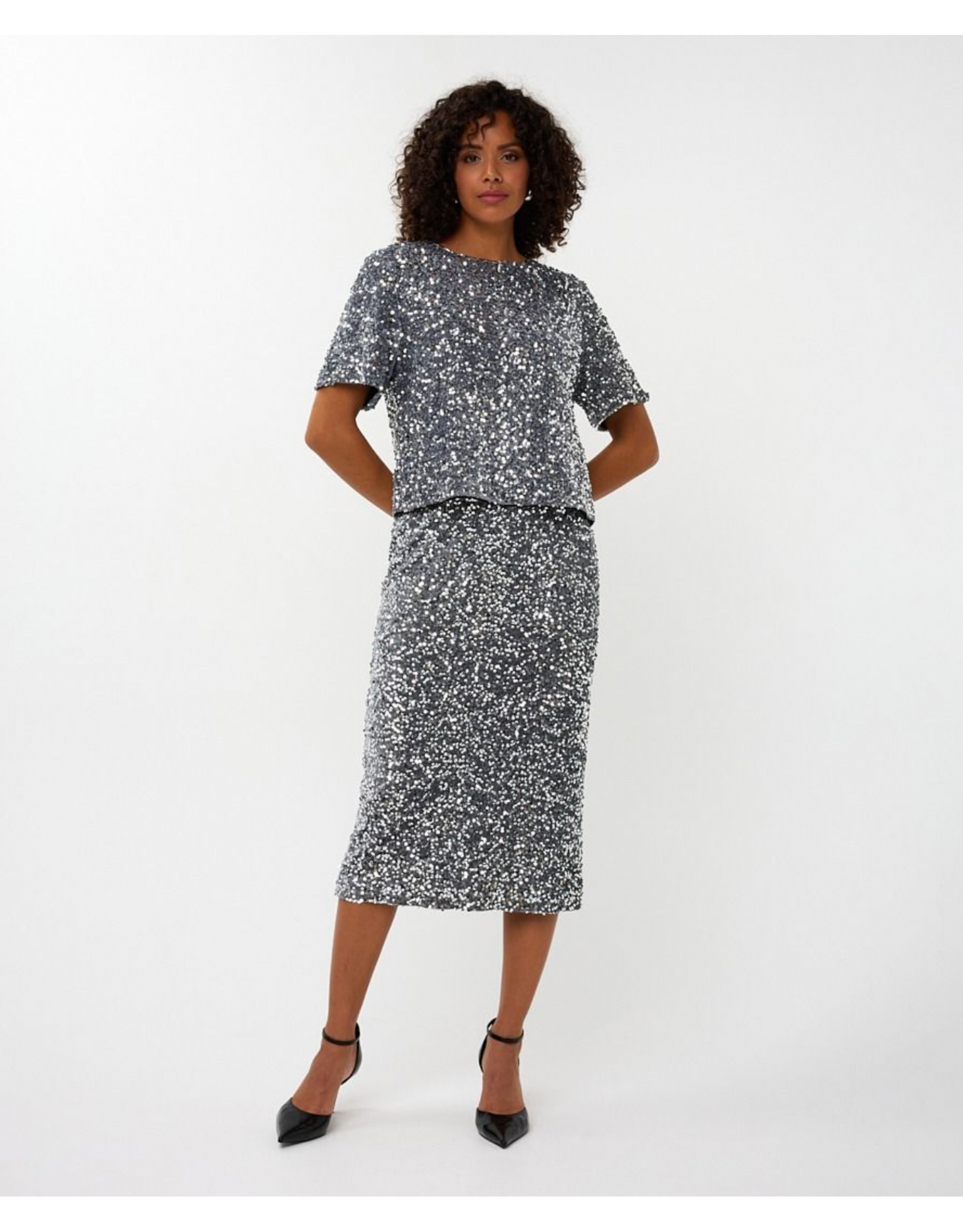 EsQualo Esqualo - Sequin Skirt (Silver)