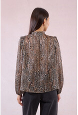 Molly Bracken Molly Bracken - Animal Print Blouse with Tie Front