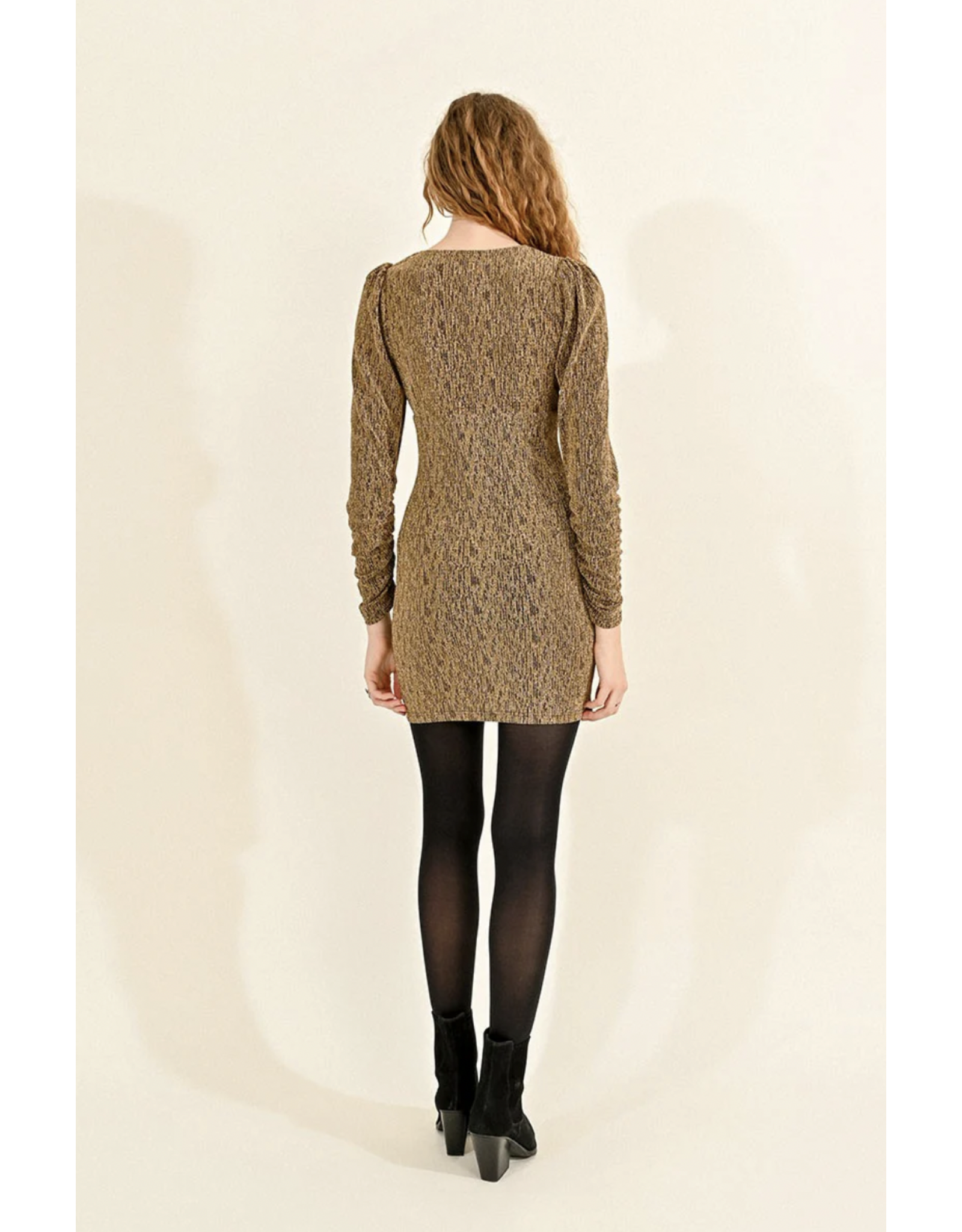 Molly Bracken Molly Bracken - Long Sleeve Lurex Dress (Gold)