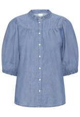 ICHI ICHI - Ancey Chambray Button Up Top (Washed Medium Blue)