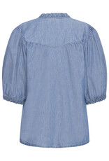 ICHI ICHI - Ancey Chambray Button Up Top (Washed Medium Blue)