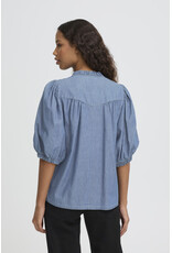 ICHI ICHI - Ancey Chambray Button Up Top (Washed Medium Blue)