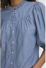 ICHI ICHI - Ancey Chambray Button Up Top (Washed Medium Blue)