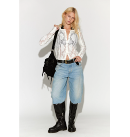 Free people Free People -  Jae Sheer Lace Knit Long Sleeve Top (Sugar Swizzle)