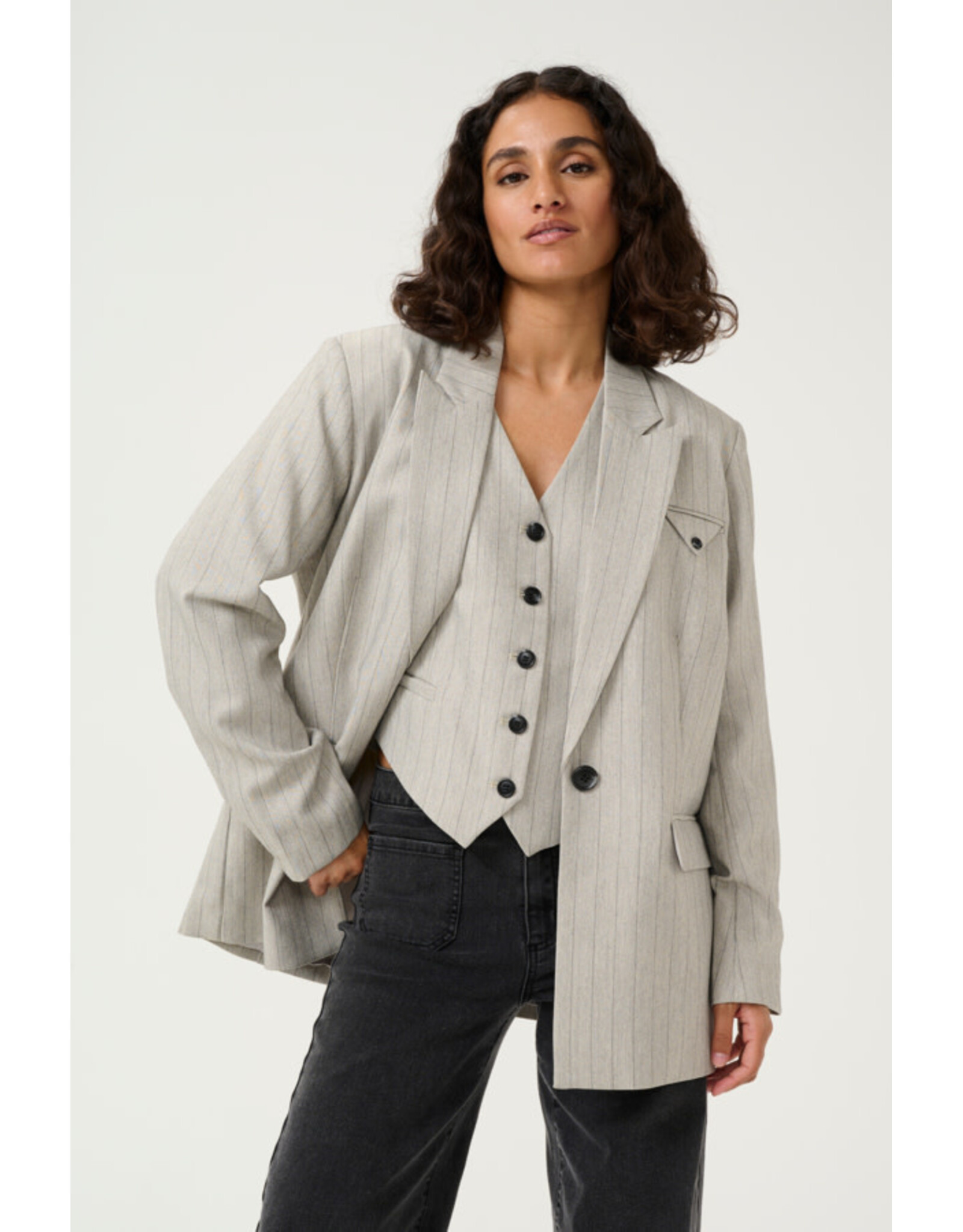 Kaffe Kaffe - Kaysa Blazer (Grey Pinstripe)