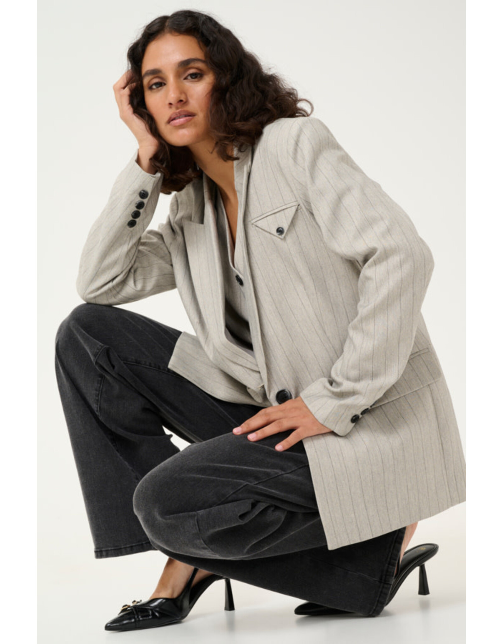 Kaffe Kaffe - Kaysa Blazer (Grey Pinstripe)