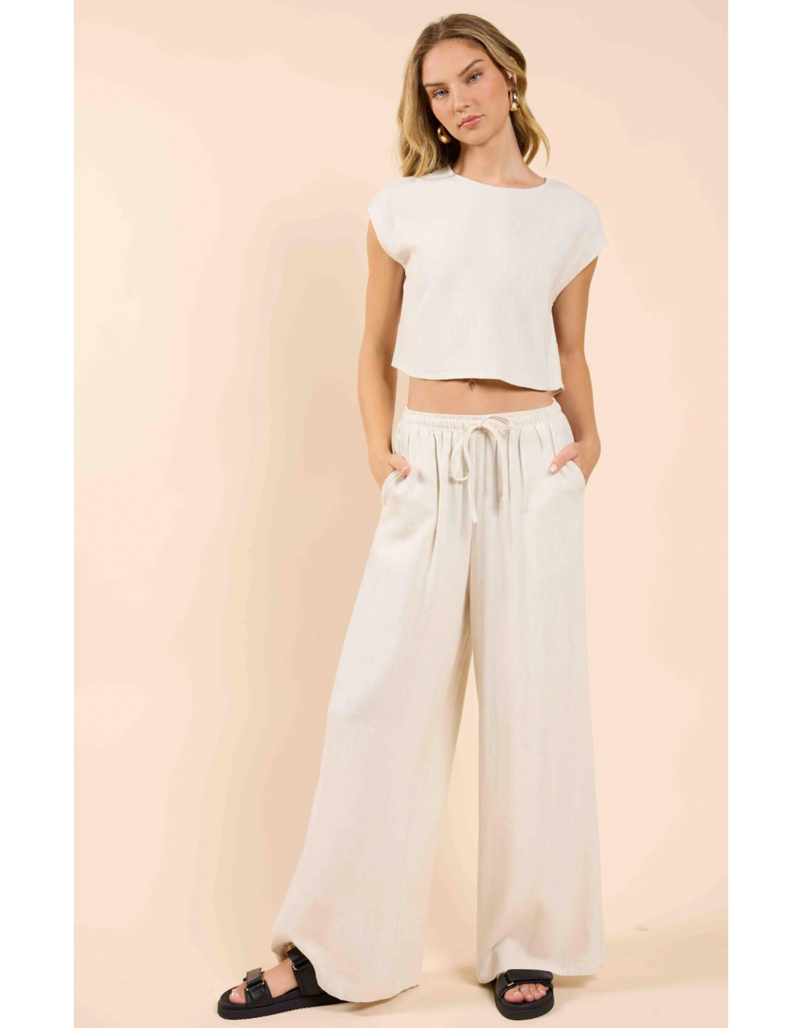 Sadie & Sage Sadie & Sage - Sugarloaf Elastic Waist Pants (Oatmeal)